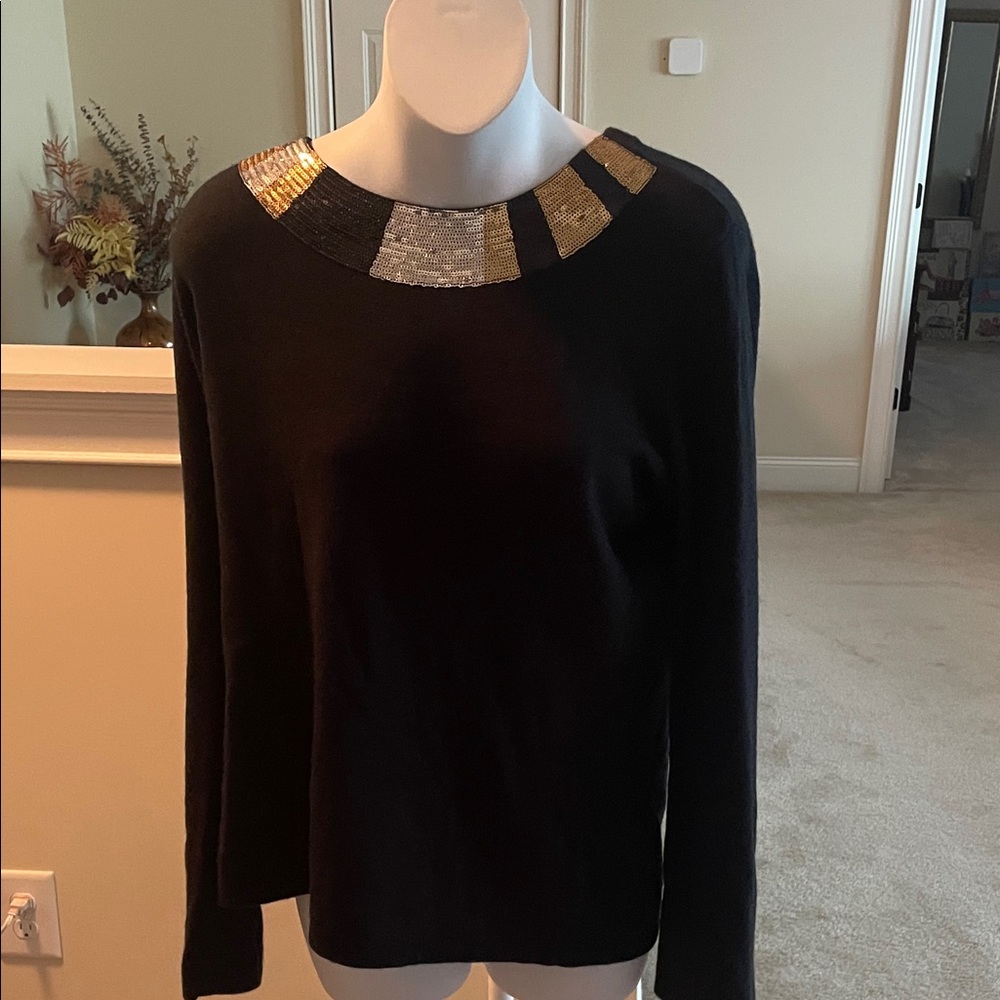 Mercer Street Studio Black Sweater with Gold and Silver Accents